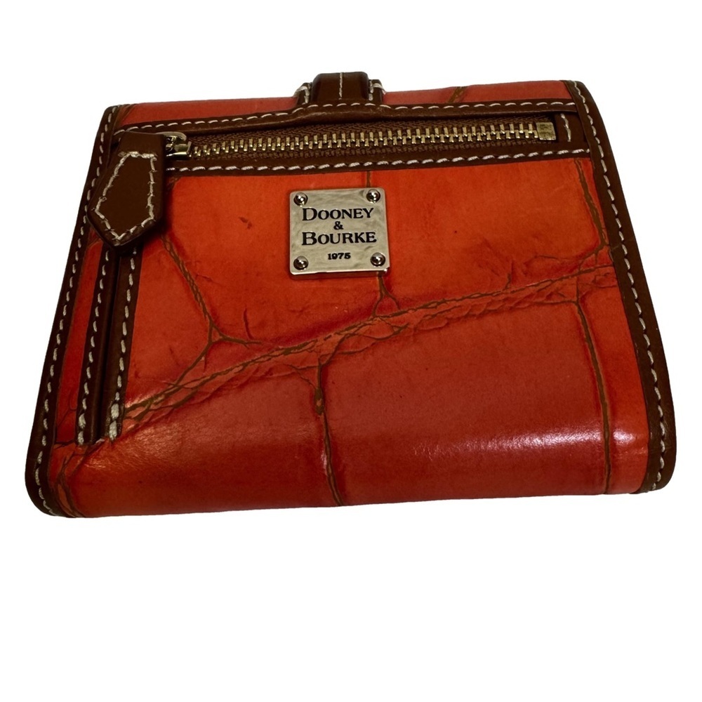 Dooney & Bourke Alto Collection Orange Leather Wallet Croc Embossed Vintage NWOT - Picture 7 of 13